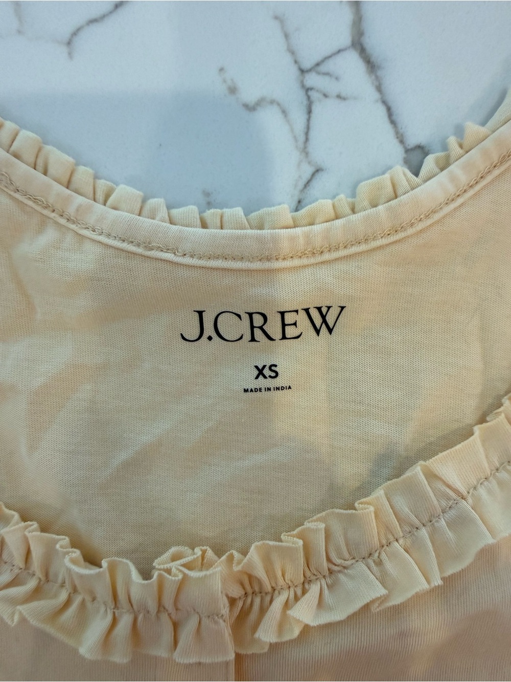 J.Crew Cream Ruffle Trim Button Front Tank - Picture 2 of 3